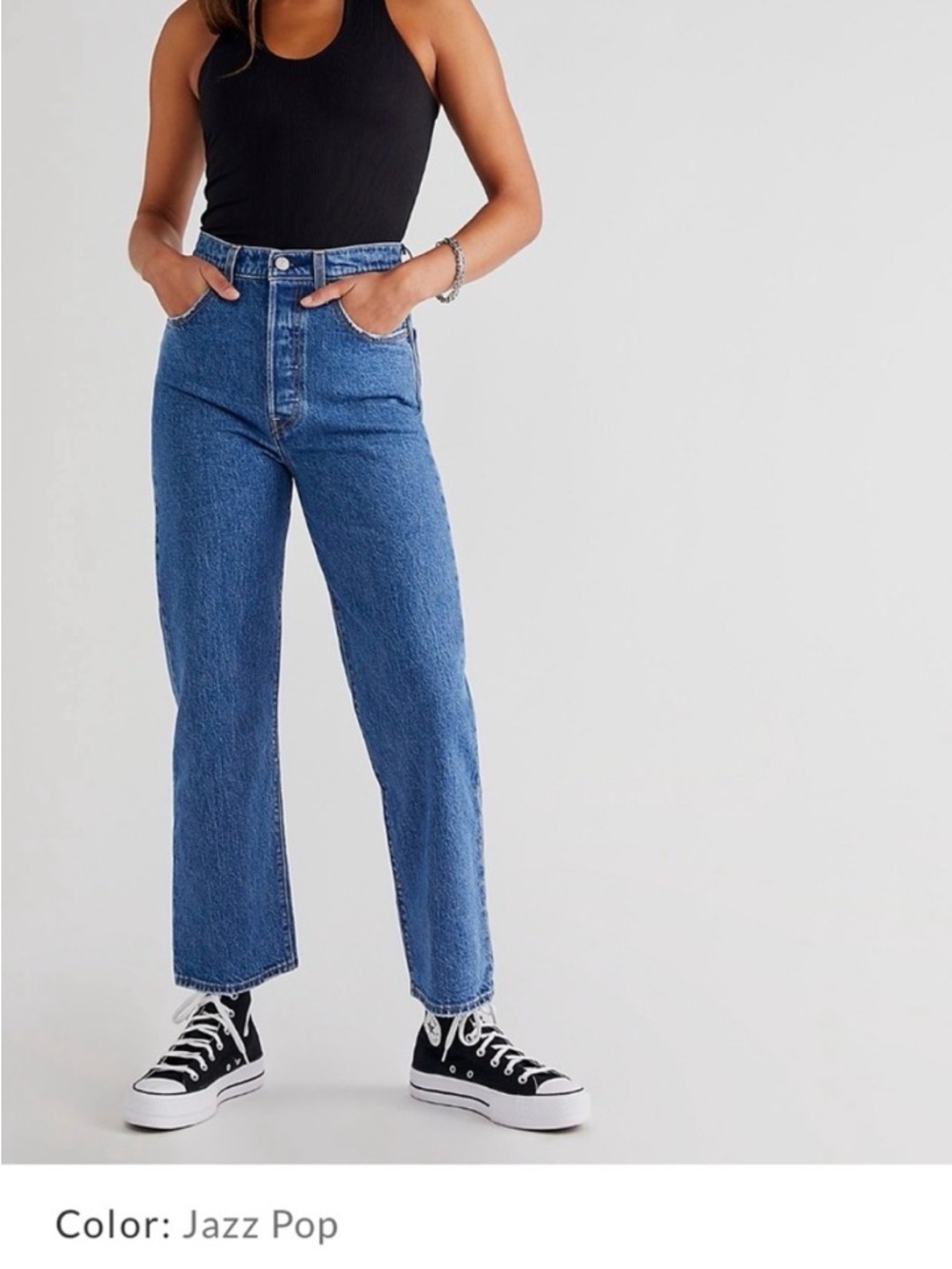 Levi's Women's Blue Straight Leg Jeans • Ribcage Straight Ankle Women's Jeans